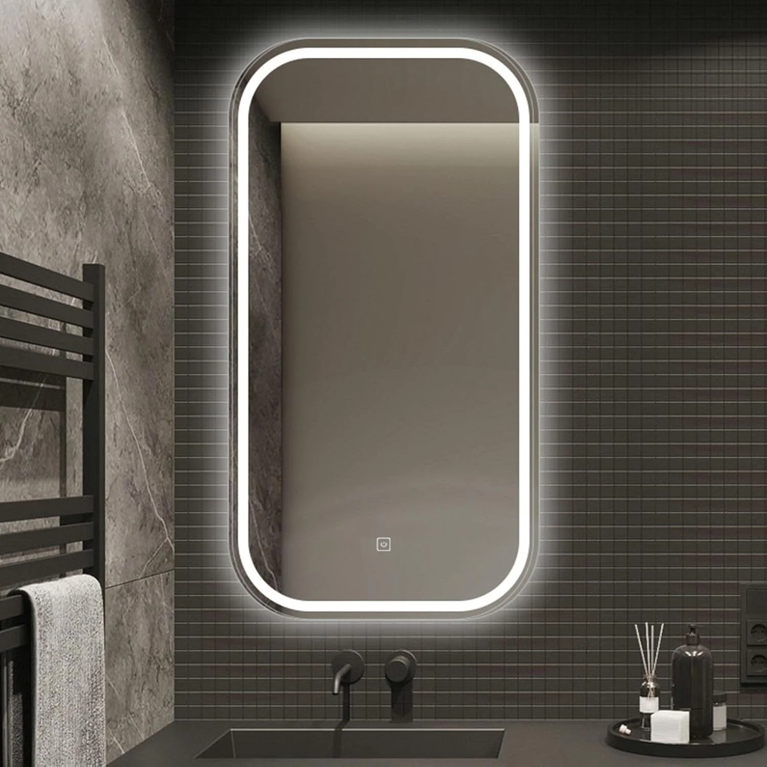 آینه حمام ال ای دی 500x900 میلیمتری با نور، آینه دیواری مستطیلی بدون قاب، نور 3 رنگ دیمر شونده، آینه ضد بخار با حسگر لمسی، آینه ال ای دی آرایشی با حافظه (رنگ: سه رنگ) آینه حمام ال ای دی 500x900 میلیمتری با نور، آینه دیواری مستطیلی بدون قاب، نور 3 رنگ دیمر شونده، آینه ضد بخار با حسگر لمسی، آینه ال ای دی آرایشی با حافظه (رنگ: سه رنگ)