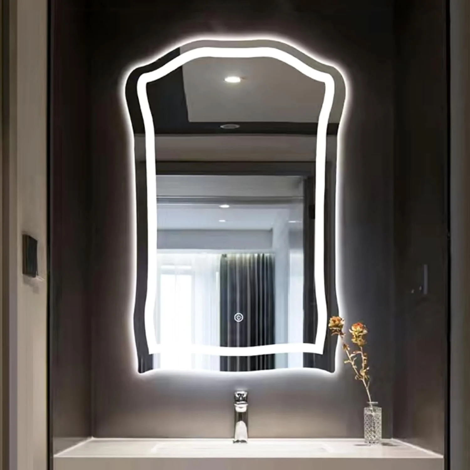 آینه حمام ال ای دی 60X90 سانتی متر، نور 3 رنگ قابل تنظیم، آینه روشویی حمام دیواری با نور، آینه آرایش هوشمند با کلید لمسی (یک رنگ 60x90 سانتی متر) آینه حمام ال ای دی 60X90 سانتی متر، نور 3 رنگ قابل تنظیم، آینه روشویی حمام دیواری با نور، آینه آرایش هوشمند با کلید لمسی (یک رنگ 60x90 سانتی متر)