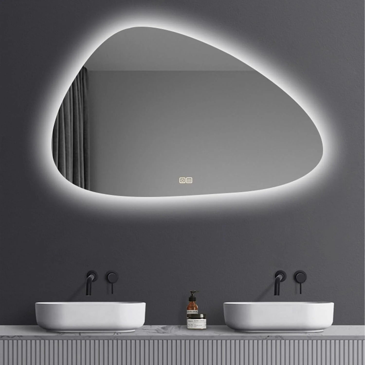 آینه نامنظم حمام، آینه ال ای دی روشویی، آینه دیواری، آینه تزئینی بدون قاب نامتقارن، ضد بخار، نور قابل تنظیم، IP4 آینه نامنظم حمام، آینه ال ای دی روشویی، آینه دیواری، آینه تزئینی بدون قاب نامتقارن، ضد بخار، نور قابل تنظیم، IP4