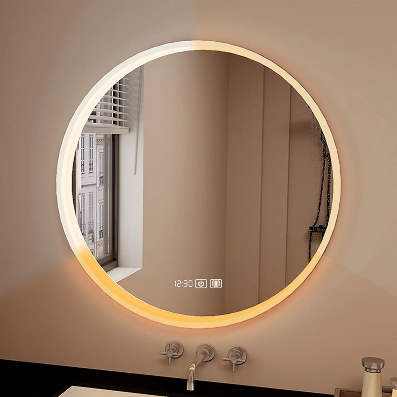 آینه گرد اکریلیک حمام، آینه روشویی ال ای دی دیواری با دکمه لمسی، نمایشگر زمان، آینه آرایشی ضد بخار دیمر دار، آینه حمام برای حمام، اتاق خواب، اتاق نشیمن (نور سه رنگ، 31.5 اینچ) آینه گرد اکریلیک حمام، آینه روشویی ال ای دی دیواری با دکمه لمسی، نمایشگر زمان، آینه آرایشی ضد بخار دیمر دار، آینه حمام برای حمام، اتاق خواب، اتاق نشیمن (نور سه رنگ، 31.5 اینچ)