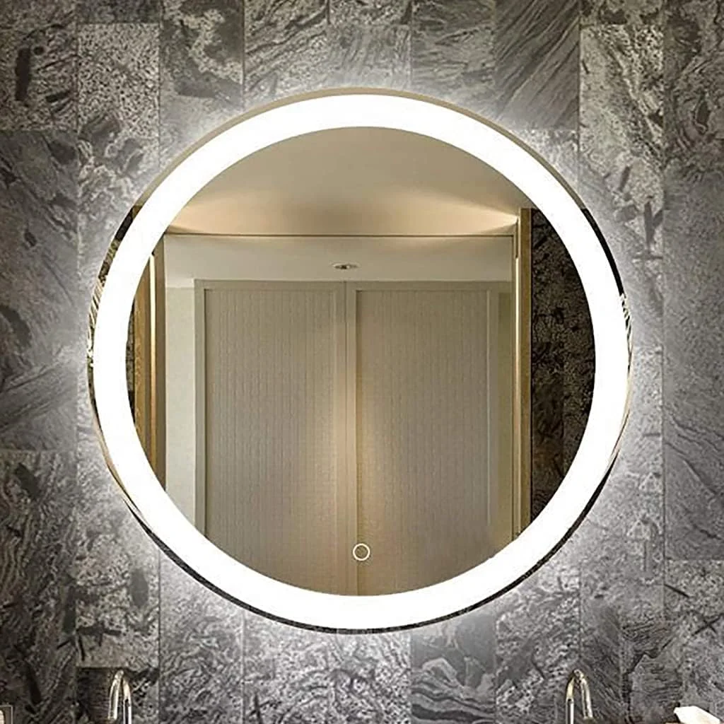 آینه حمام مدرن گرد ضد انفجار LED با نور پس زمینه برای آرایش، نصب دیواری، دارای کلید حسگر و تنظیم رنگ نور برای راحتی بیشتر آینه حمام مدرن گرد ضد انفجار LED با نور پس زمینه برای آرایش، نصب دیواری، دارای کلید حسگر و تنظیم رنگ نور برای راحتی بیشتر