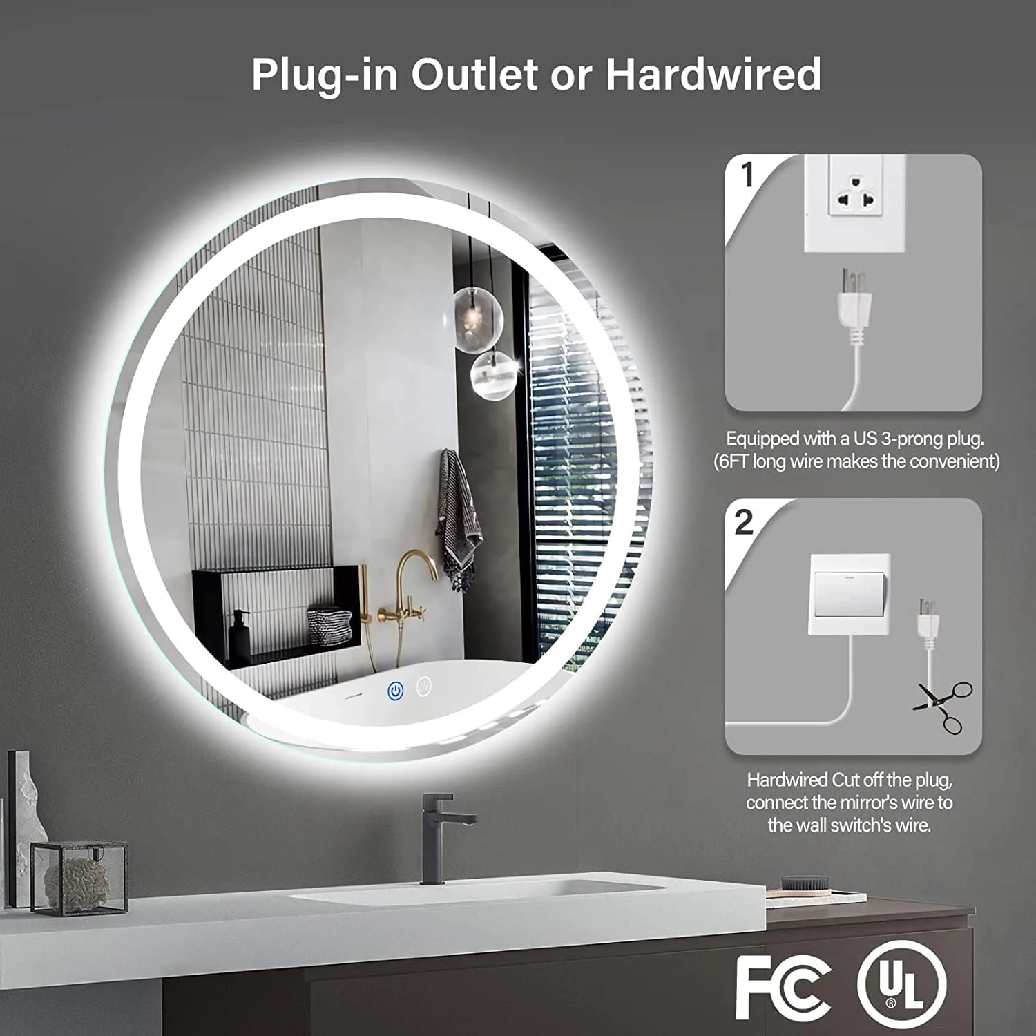 آینه گرد ال ای دی برای حمام در اندازه های 40/50/60/70/80 سانتی متر، آینه روشویی ال ای دی با کنترل لمسی، آینه آرایشی دیمر دار برای دیوار، ضد بخار، دارای حافظه، 3 رنگ، ضد شکست (اندازه: 70 سانتی متر) (50 سانتی متر) آینه گرد ال ای دی برای حمام در اندازه های 40/50/60/70/80 سانتی متر، آینه روشویی ال ای دی با کنترل لمسی، آینه آرایشی دیمر دار برای دیوار، ضد بخار، دارای حافظه، 3 رنگ، ضد شکست (اندازه: 70 سانتی متر) (50 سانتی متر)