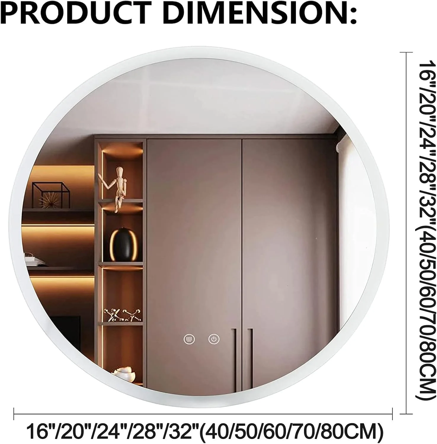 آینه گرد ال ای دی برای حمام در اندازه های 40/50/60/70/80 سانتی متر، آینه روشویی ال ای دی با کنترل لمسی، آینه آرایشی دیمر دار برای دیوار، ضد بخار، دارای حافظه، 3 رنگ، ضد شکست (اندازه: 70 سانتی متر) (50 سانتی متر) آینه گرد ال ای دی برای حمام در اندازه های 40/50/60/70/80 سانتی متر، آینه روشویی ال ای دی با کنترل لمسی، آینه آرایشی دیمر دار برای دیوار، ضد بخار، دارای حافظه، 3 رنگ، ضد شکست (اندازه: 70 سانتی متر) (50 سانتی متر)