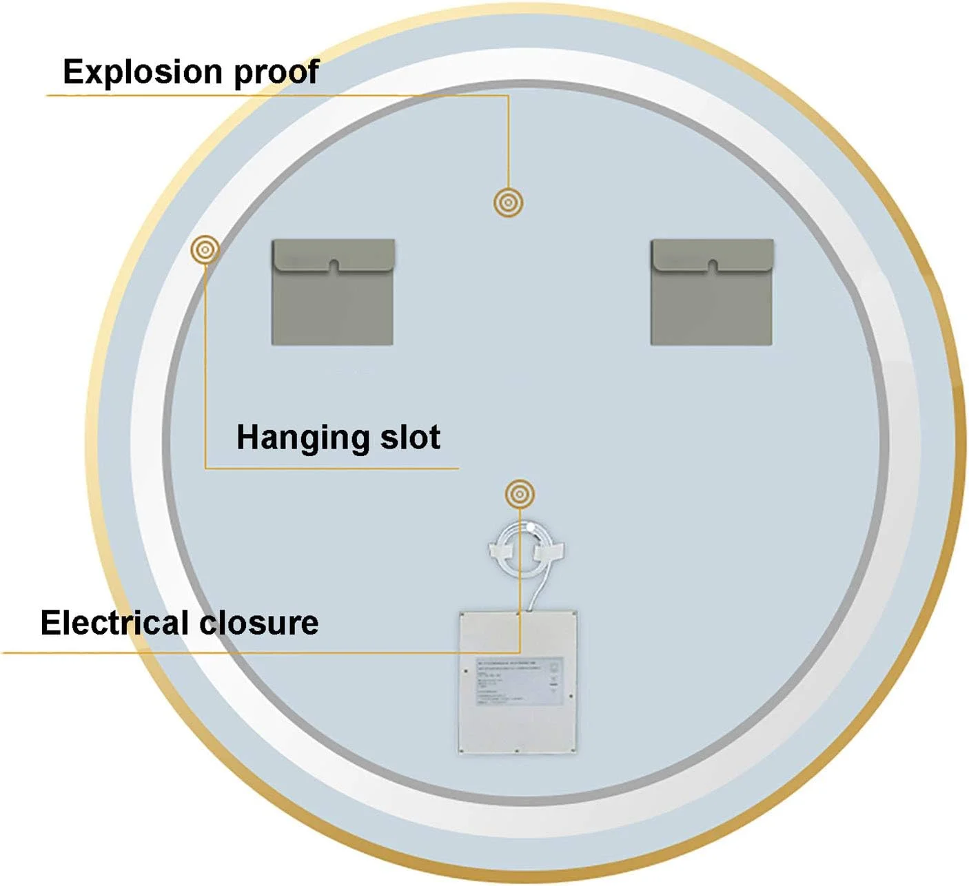 آینه گرد حمام با نور LED قابل تنظیم و قاب آلیاژ آلومینیوم، آینه آرایش دیواری، آینه اصلاح، اندازه: Φ60/70/80 سانتی متر (LED با قاب مشکی + ضد بخار) راحتی دو برابر