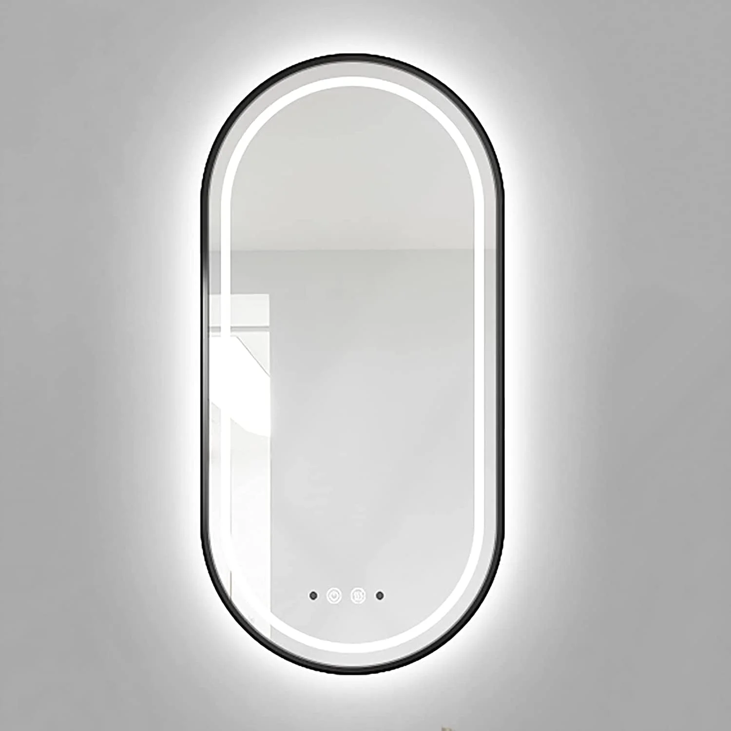 آینه LED حسگر دار، آینه آرایشی بیضی با حسگر بدن انسان، آینه حمام ضد آب و ضد مه با نور قابل تنظیم و قاب فلزی نصب شده روی دیوار (50x90 سانتی متر) دو برابر راحتی آینه LED حسگر دار، آینه آرایشی بیضی با حسگر بدن انسان، آینه حمام ضد آب و ضد مه با نور قابل تنظیم و قاب فلزی نصب شده روی دیوار (50x90 سانتی متر) دو برابر راحتی