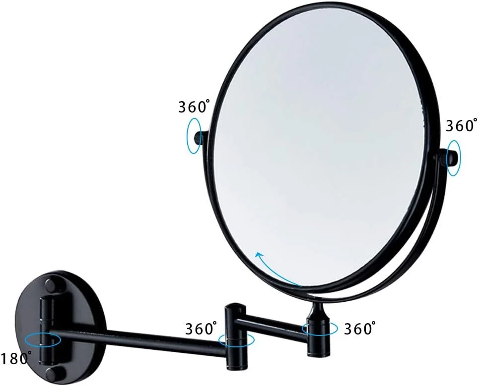 آینه گرد دو طرفه آفوگاتو 8 اینچی با بزرگنمایی 3 برابر، تاشو و چرخان 360 درجه، بدون نیاز به سوراخکاری، آینه آرایشی و اصلاح چرخشی دیواری مناسب حمام (مشکی) آینه گرد دو طرفه آفوگاتو 8 اینچی با بزرگنمایی 3 برابر، تاشو و چرخان 360 درجه، بدون نیاز به سوراخکاری، آینه آرایشی و اصلاح چرخشی دیواری مناسب حمام (مشکی)