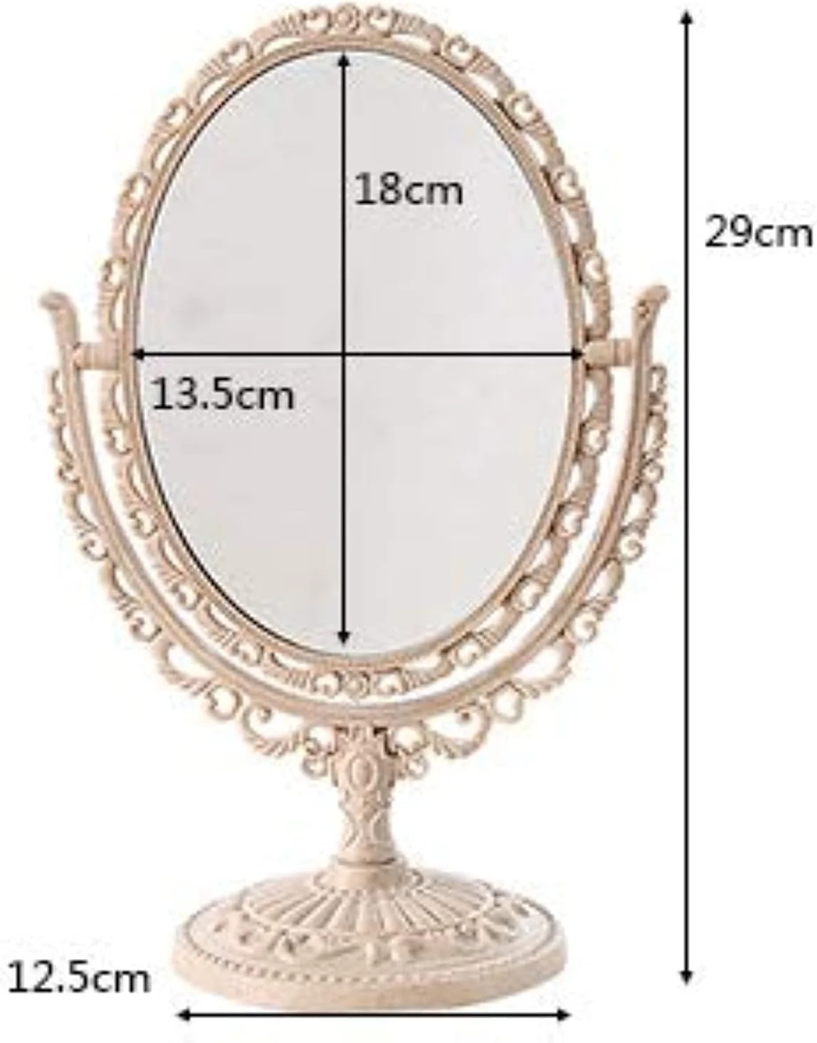آینه آرایشی آفوگاتو، آینه دو طرفه بیضی شکل با قابلیت بزرگنمایی برای اتاق خواب، حمام و منزل، چرخش 360 درجه با پایه رومیزی شیک، طراحی اروپایی و پایه ضد لغزش آینه آرایشی آفوگاتو، آینه دو طرفه بیضی شکل با قابلیت بزرگنمایی برای اتاق خواب، حمام و منزل، چرخش 360 درجه با پایه رومیزی شیک، طراحی اروپایی و پایه ضد لغزش