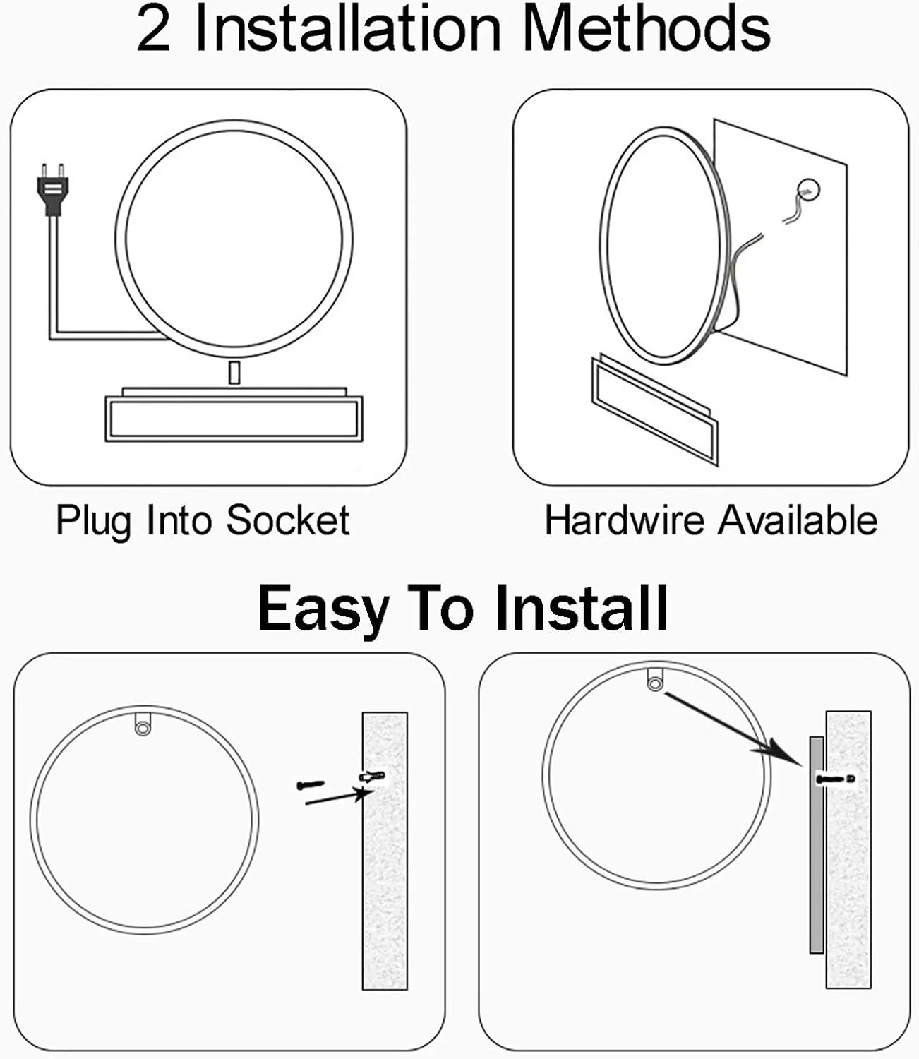 آینه حمام LED دیواری با نورپردازی، دارای سیستم ضد بخار، قابلیت تنظیم نور و کلید لمسی برای آرایش و اصلاح، دو برابر راحتی آینه حمام LED دیواری با نورپردازی، دارای سیستم ضد بخار، قابلیت تنظیم نور و کلید لمسی برای آرایش و اصلاح، دو برابر راحتی