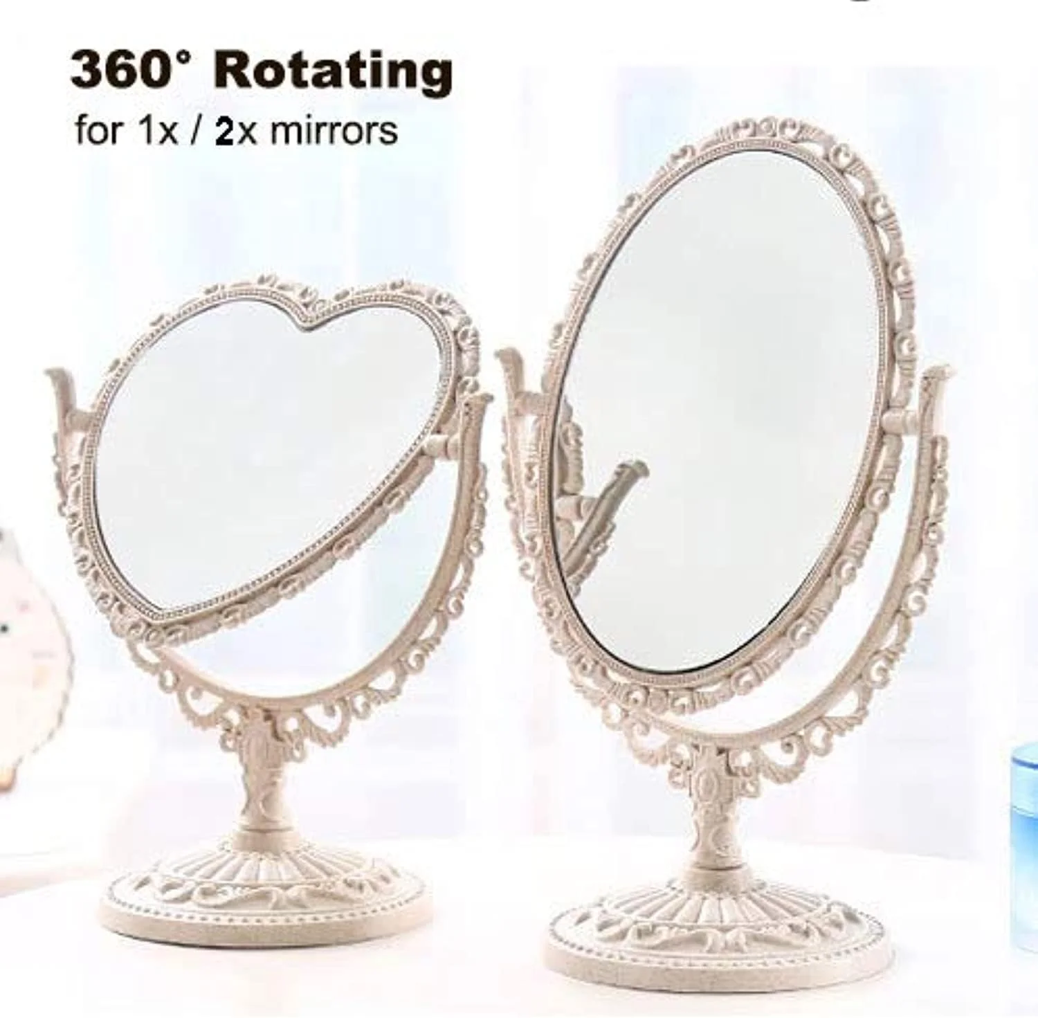 آینه آرایشی آفوگاتو، آینه دو طرفه بیضی شکل با قابلیت بزرگنمایی برای اتاق خواب، حمام و منزل، چرخش 360 درجه با پایه رومیزی شیک، طراحی اروپایی و پایه ضد لغزش آینه آرایشی آفوگاتو، آینه دو طرفه بیضی شکل با قابلیت بزرگنمایی برای اتاق خواب، حمام و منزل، چرخش 360 درجه با پایه رومیزی شیک، طراحی اروپایی و پایه ضد لغزش