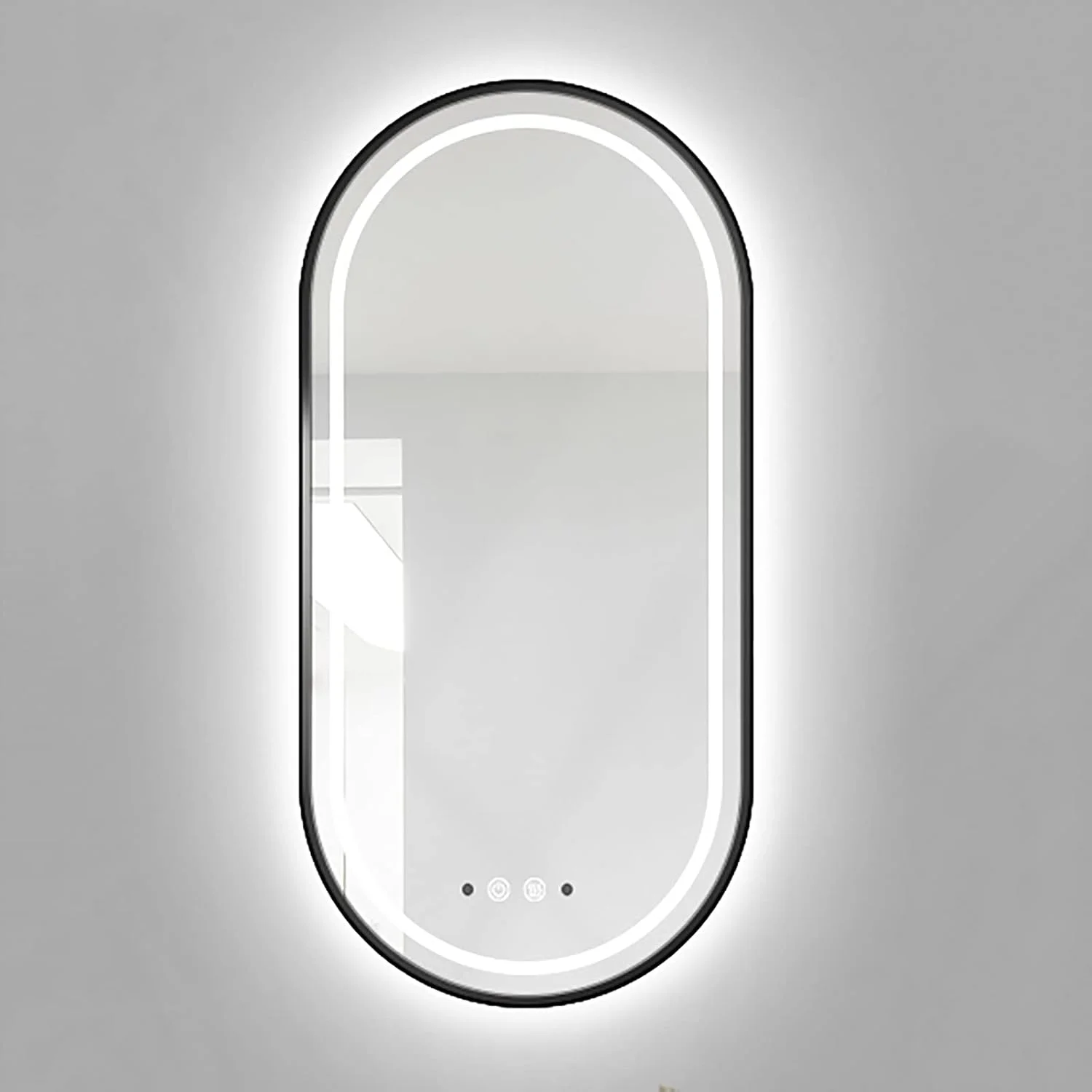 آینه LED حسگر دار، آینه آرایشی بیضی با حسگر بدن انسان، آینه حمام ضد آب و ضد مه با نور قابل تنظیم و قاب فلزی نصب شده روی دیوار (50x90 سانتی متر) دو برابر راحتی آینه LED حسگر دار، آینه آرایشی بیضی با حسگر بدن انسان، آینه حمام ضد آب و ضد مه با نور قابل تنظیم و قاب فلزی نصب شده روی دیوار (50x90 سانتی متر) دو برابر راحتی