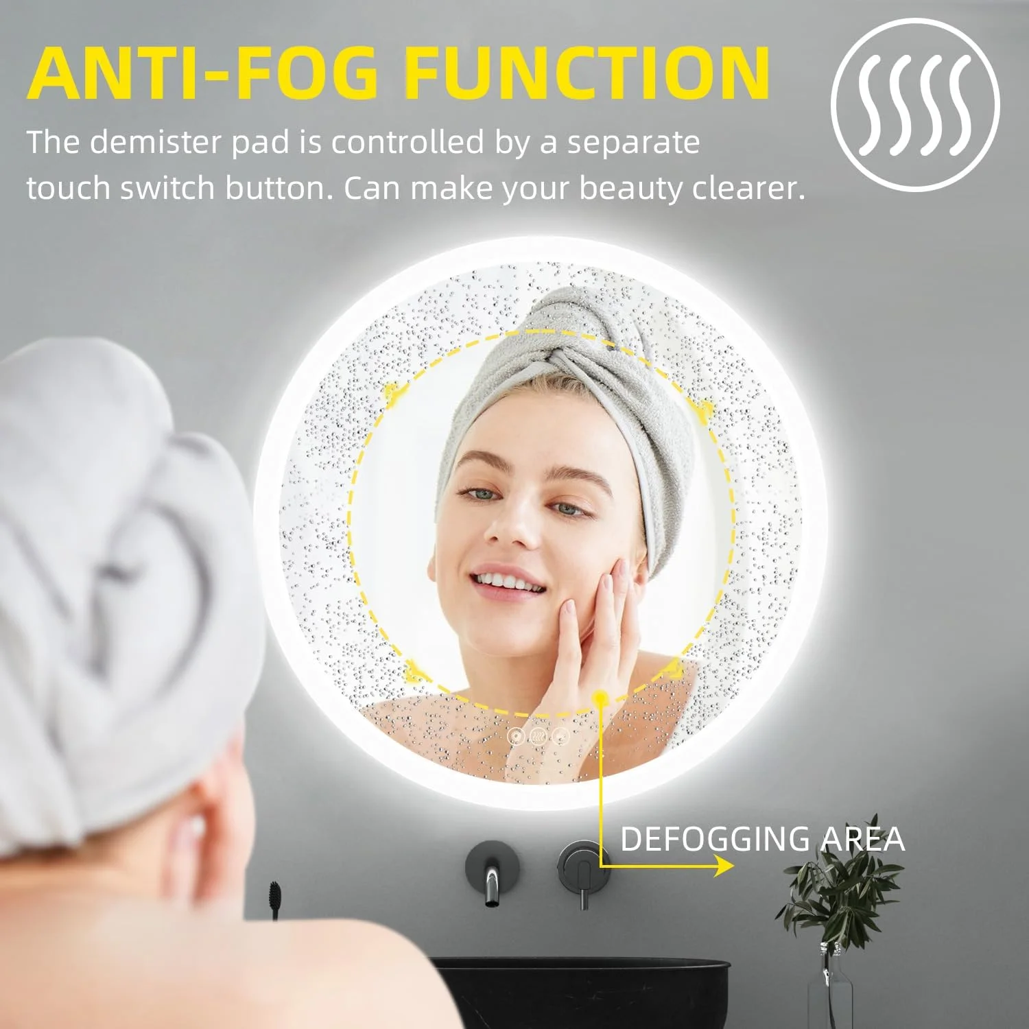 آینه حمام 70 سانتیمتری با چراغهای LED سهرنگ قابل تنظیم، روشنایی قابل تنظیم و طراحی ضد بخار، مناسب برای روشویی و حمام آینه حمام 70 سانتیمتری با چراغهای LED سهرنگ قابل تنظیم، روشنایی قابل تنظیم و طراحی ضد بخار، مناسب برای روشویی و حمام