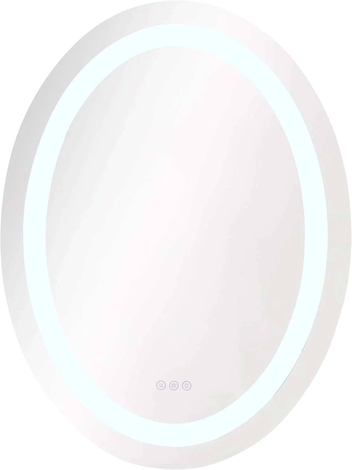 آینه دیواری بیضی شکل ال ای دی ضد بخار مناسب روشویی حمام مدل AKDY ABM01O با ابعاد 61 سانتی متر عرض و 81 سانتی متر ارتفاع