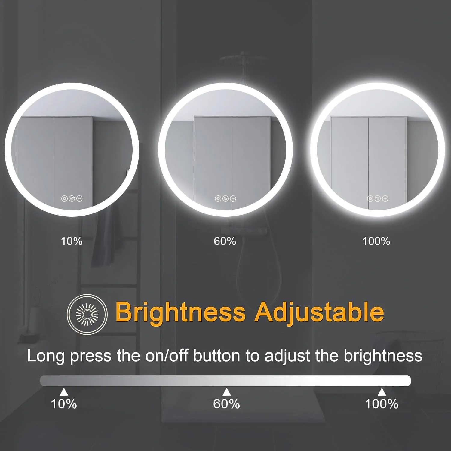 آینه حمام 70 سانتیمتری با چراغهای LED سهرنگ قابل تنظیم، روشنایی قابل تنظیم و طراحی ضد بخار، مناسب برای روشویی و حمام آینه حمام 70 سانتیمتری با چراغهای LED سهرنگ قابل تنظیم، روشنایی قابل تنظیم و طراحی ضد بخار، مناسب برای روشویی و حمام