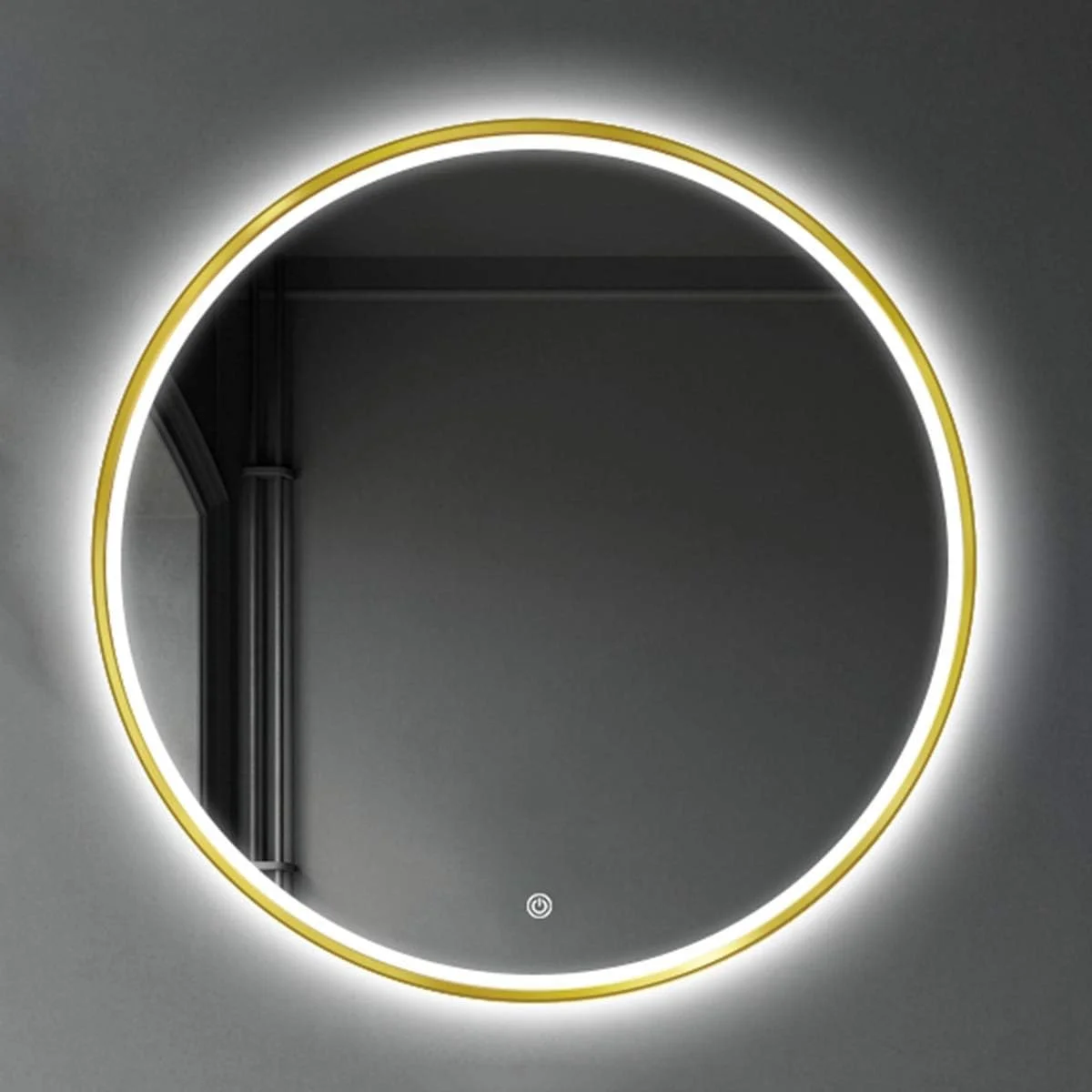 آینه دیواری گرد LED با نور پس زمینه، قاب آلومینیومی طلایی یا مشکی، آینه حمام LED روشن با حسگر لمسی، ایمنی IP54 ضد آب، طلایی-70 سانتی متر / 28 اینچ آینه دیواری گرد LED با نور پس زمینه، قاب آلومینیومی طلایی یا مشکی، آینه حمام LED روشن با حسگر لمسی، ایمنی IP54 ضد آب، طلایی-70 سانتی متر / 28 اینچ