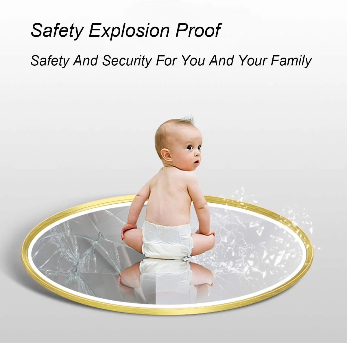 آینه دیواری گرد LED با نور پس زمینه، قاب آلومینیومی طلایی یا مشکی، آینه حمام LED روشن با حسگر لمسی، ایمنی IP54 ضد آب، طلایی-70 سانتی متر/28 اینچ آینه دیواری گرد LED با نور پس زمینه، قاب آلومینیومی طلایی یا مشکی، آینه حمام LED روشن با حسگر لمسی، ایمنی IP54 ضد آب، طلایی-70 سانتی متر/28 اینچ