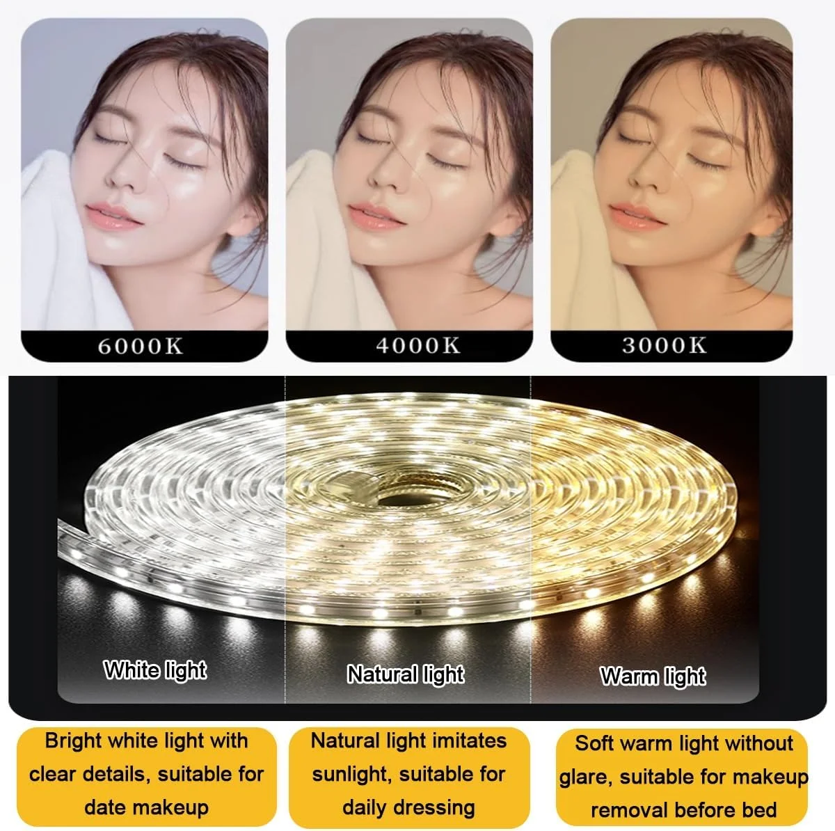 آینه روشویی ضد بخار دیواری حمام با نور LED سه رنگ قابل تنظیم، آینه هوشمند با دکمه لمسی و تنظیم نور پیوسته، آینه ضد انفجار برای دکوراسیون منزل (60x80 سانتی متر) آینه روشویی ضد بخار دیواری حمام با نور LED سه رنگ قابل تنظیم، آینه هوشمند با دکمه لمسی و تنظیم نور پیوسته، آینه ضد انفجار برای دکوراسیون منزل (60x80 سانتی متر)