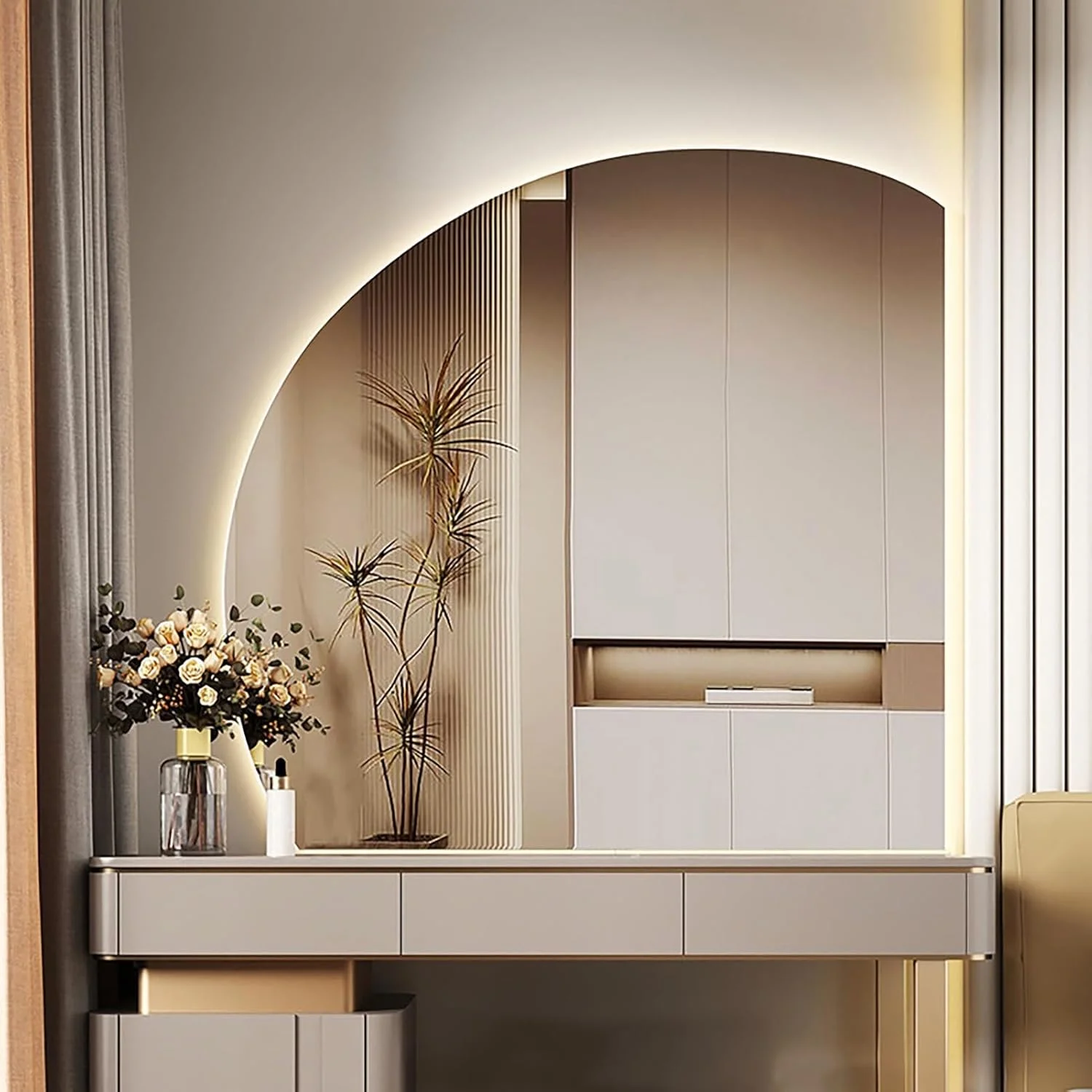 آینه آرایشی ال ای دی هوشمند ضد بخار آینه دیواری حمام 3 رنگ قابل تنظیم برای اتاق خواب ورودی دستشویی (برش زیر سمت راست 28" طول x 28" عرض) آینه آرایشی ال ای دی هوشمند ضد بخار آینه دیواری حمام 3 رنگ قابل تنظیم برای اتاق خواب ورودی دستشویی (برش زیر سمت راست 28" طول x 28" عرض)