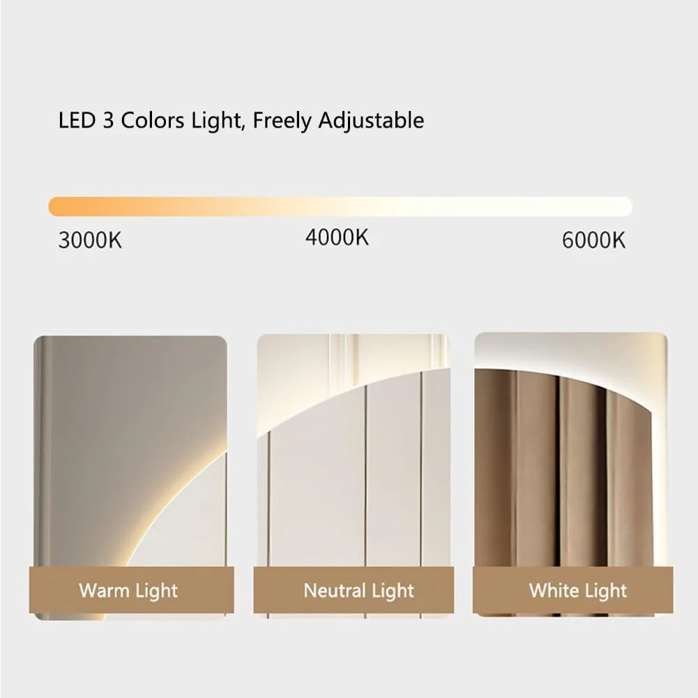 آینه آرایشی LED هوشمند ضد بخار، آینه دیواری حمام با قابلیت تنظیم نور در 3 رنگ، مناسب برای اتاق خواب، ورودی، دستشویی (برش زیر راست 28"L x 28"W)