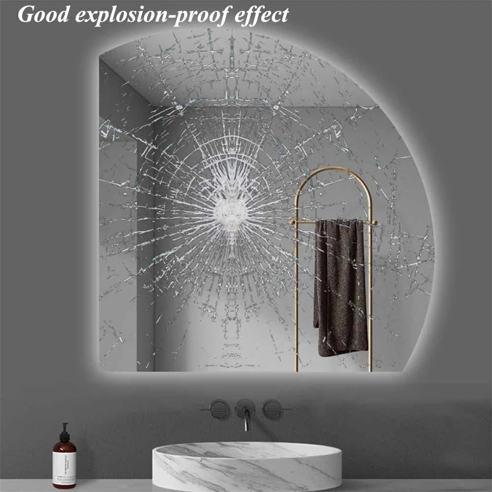 آینه دیواری نیمه ماه با نور ال ای دی، آینه حمام نور پس زمینه 90 سانتی متری، ضد بخار و تزئینی آینه دیواری نیمه ماه با نور ال ای دی، آینه حمام نور پس زمینه 90 سانتی متری، ضد بخار و تزئینی