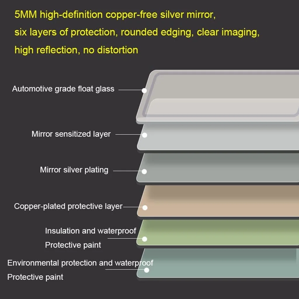 آینه بزرگ بدون قاب حمام ARAST با چراغ های LED، آینه مستطیلی دیواری، دکمه لمسی، ضد آب IP44، نور سفید/نور گرم LEOWE