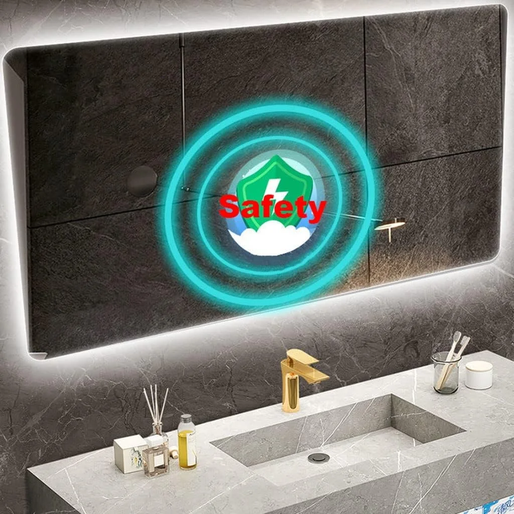 آینه بزرگ بدون قاب حمام با چراغ های LED، آینه مستطیلی دیواری، دکمه لمسی، ضد آب IP44، نور سفید/نور گرم LEOWE آینه بزرگ بدون قاب حمام با چراغ های LED، آینه مستطیلی دیواری، دکمه لمسی، ضد آب IP44، نور سفید/نور گرم LEOWE