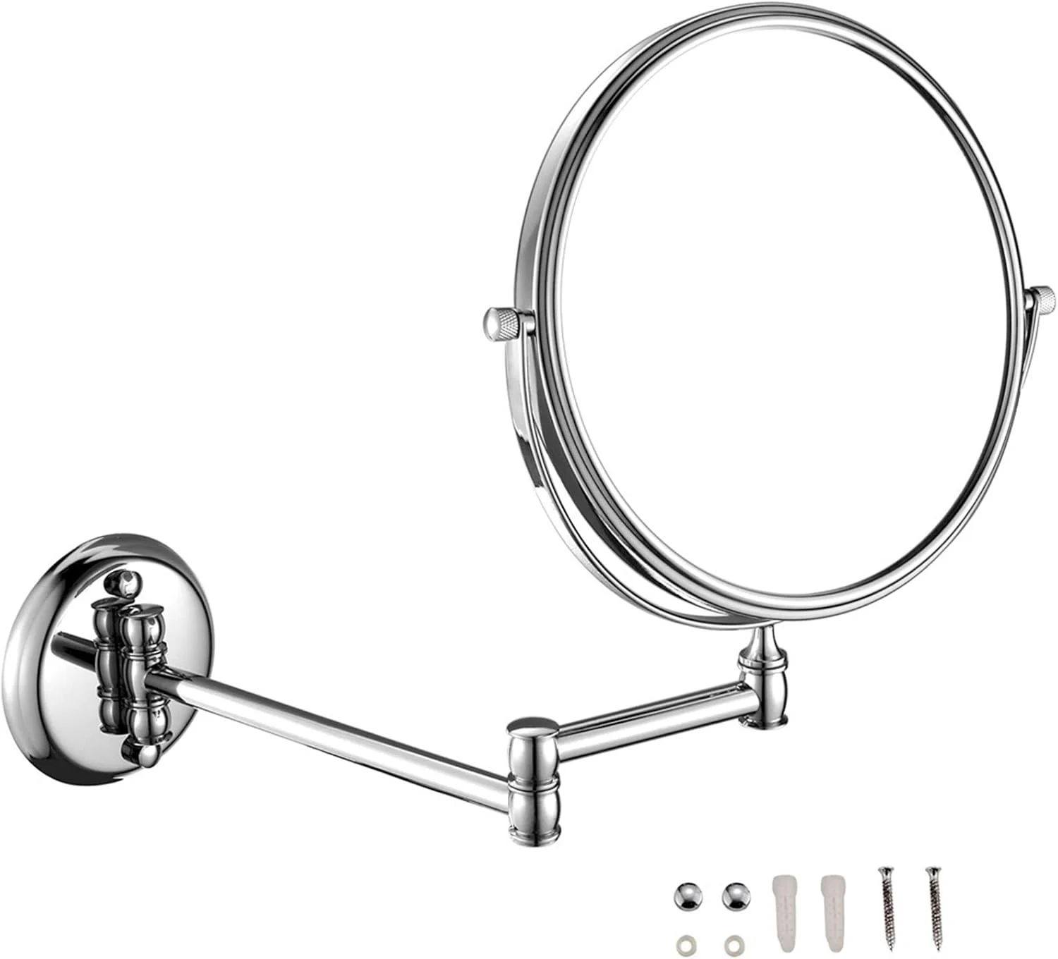 آینه آرایشی دیواری آراست، آینه دو طرفه رومیزی با روکش کروم 8 اینچی با بزرگنمایی، آینه های آرایشی چرخشی قابل گسترش حمام، 5X LEOWE آینه آرایشی دیواری آراست، آینه دو طرفه رومیزی با روکش کروم 8 اینچی با بزرگنمایی، آینه های آرایشی چرخشی قابل گسترش حمام، 5X LEOWE