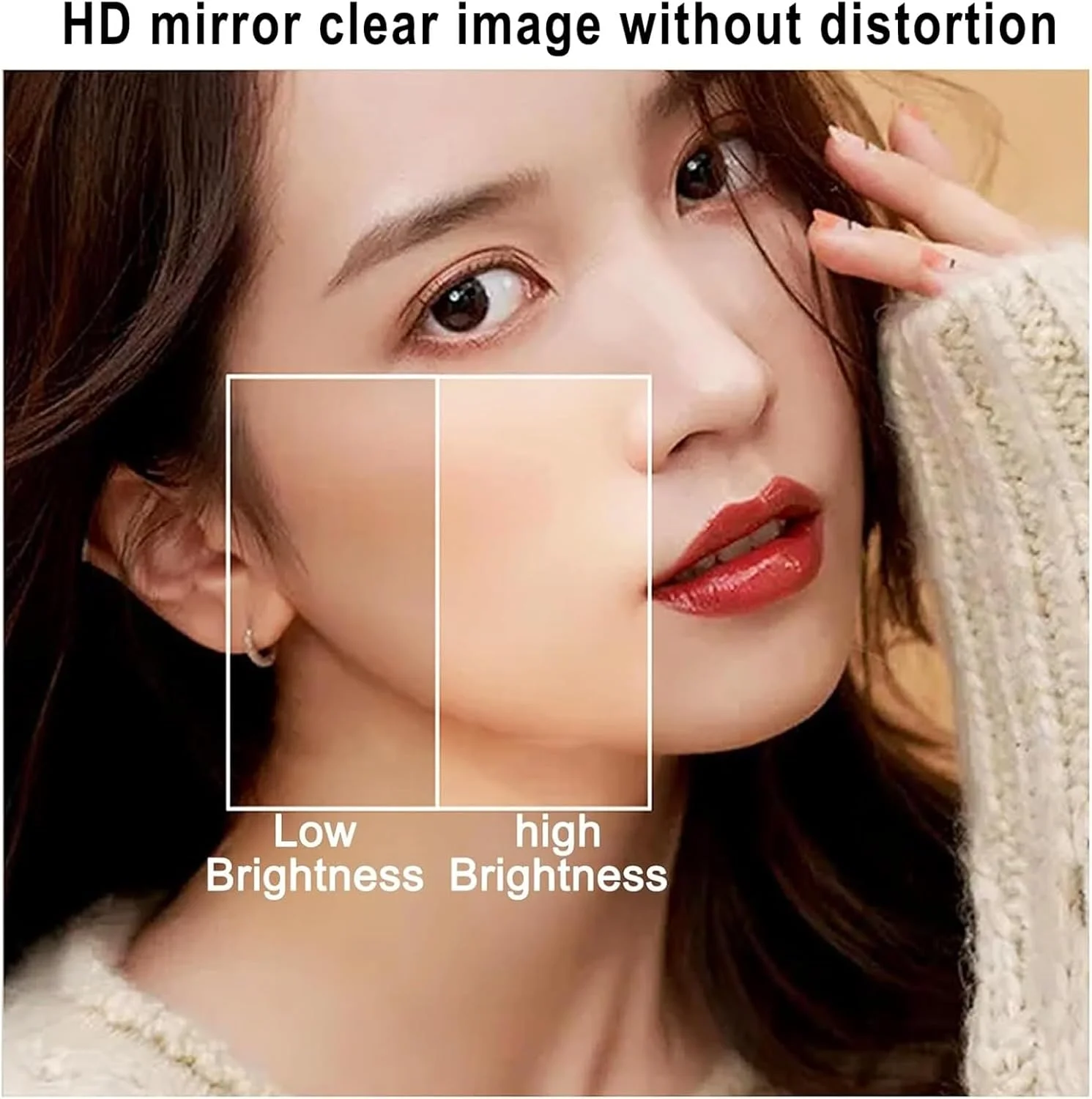 آینه ال ای دی ابری نامتقارن با نور پس زمینه، آینه روشویی ال ای دی، آینه ضد بخار مناسب آرایش و دکوراسیون حمام، با قابلیت تنظیم نور و سه رنگ