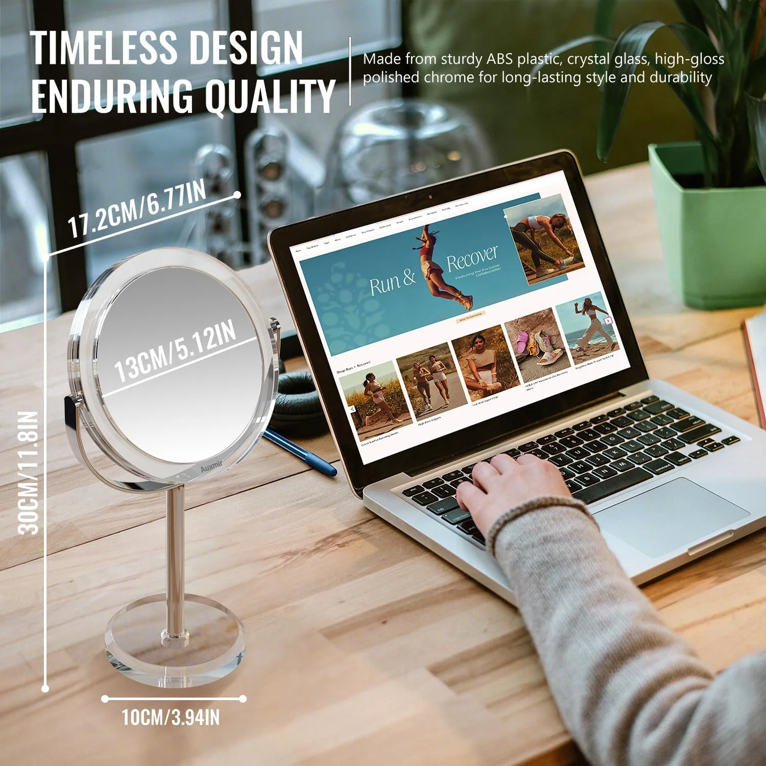 آینه آرایشی بزرگنمایی دو طرفه Auxmir با بزرگنمایی 30X / 1X، آینه رومیزی گرد به سبک کریستالی، چرخش 360 درجه، قابل حمل برای میز آرایش، میز کار، حمام، اتاق خواب، مسافرت، شفاف آینه آرایشی بزرگنمایی دو طرفه Auxmir با بزرگنمایی 30X / 1X، آینه رومیزی گرد به سبک کریستالی، چرخش 360 درجه، قابل حمل برای میز آرایش، میز کار، حمام، اتاق خواب، مسافرت، شفاف