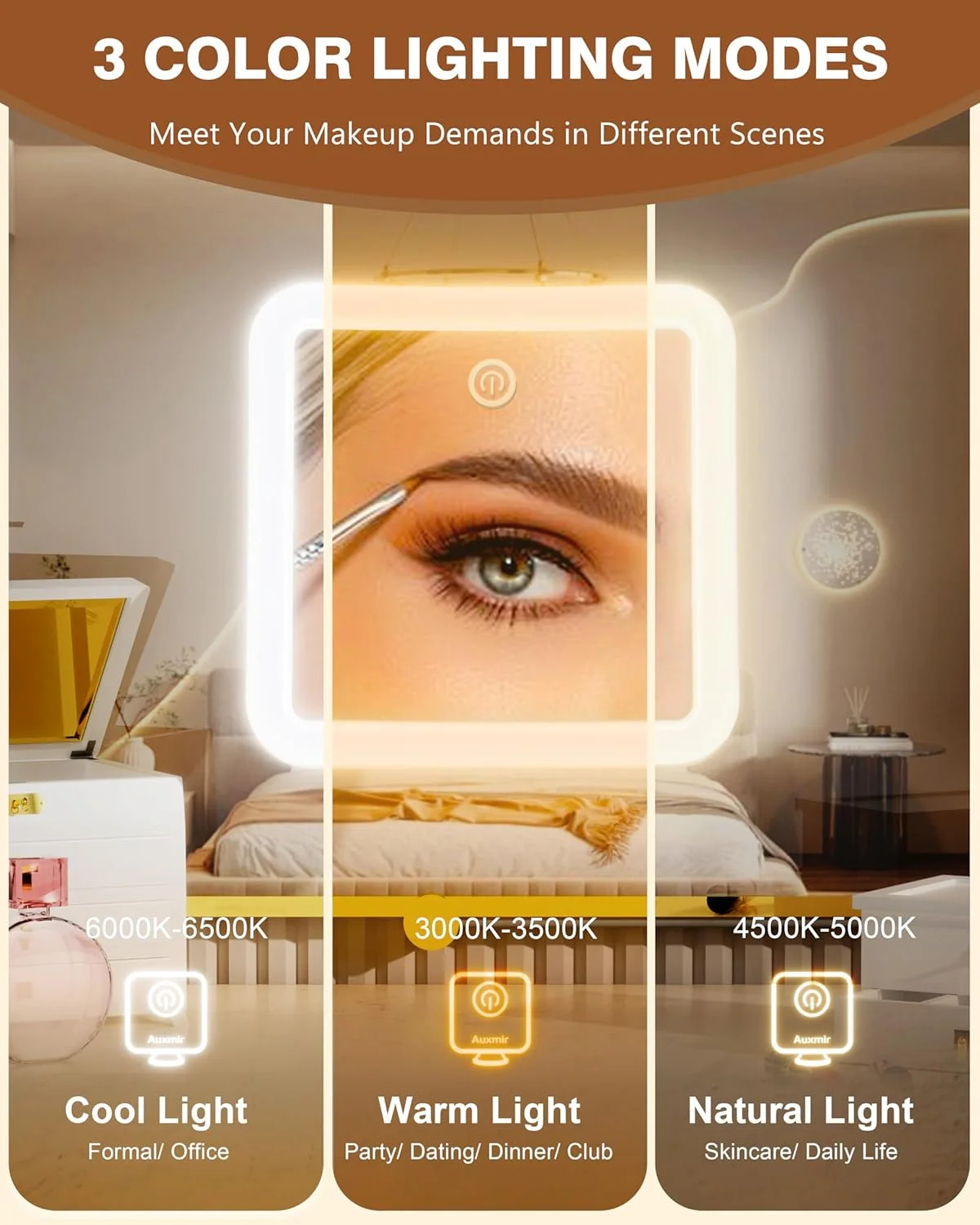 آینه آرایشی شارژی اکسمیر با بزرگنمایی 20 برابر، دارای نور، پایه رومیزی، 2000 میلی آمپر ساعت، 19.5 x 16 سانتی متر، مشکی، سبک مدرن، بدون قاب، چرخش 360 درجه آینه آرایشی شارژی اکسمیر با بزرگنمایی 20 برابر، دارای نور، پایه رومیزی، 2000 میلی آمپر ساعت، 19.5 x 16 سانتی متر، مشکی، سبک مدرن، بدون قاب، چرخش 360 درجه