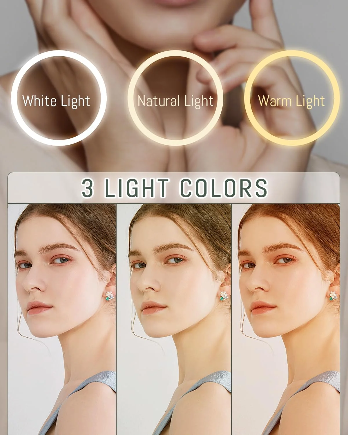 آینه آرایشی نوردار Auxmir، آینه آرایش شارژی 1X/10X، آینه اصلاح، نصب دیواری، آینه بزرگنمایی دو طرفه با 3 رنگ نور، صفحه لمسی، چرخش 360 درجه برای حمام آینه آرایشی نوردار Auxmir، آینه آرایش شارژی 1X/10X، آینه اصلاح، نصب دیواری، آینه بزرگنمایی دو طرفه با 3 رنگ نور، صفحه لمسی، چرخش 360 درجه برای حمام