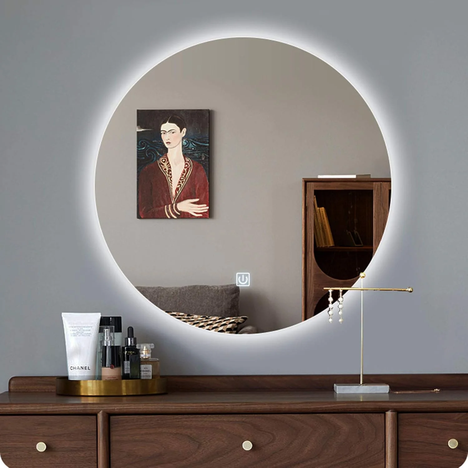 آینه روشویی با نور پس زمینه ال ای دی، دکور دیواری منزل، آینه آرایش/روشویی دیواری، آینه روشویی ال ای دی روشن، دکور دیواری منزل، آینه آرایش/روشویی دیواری