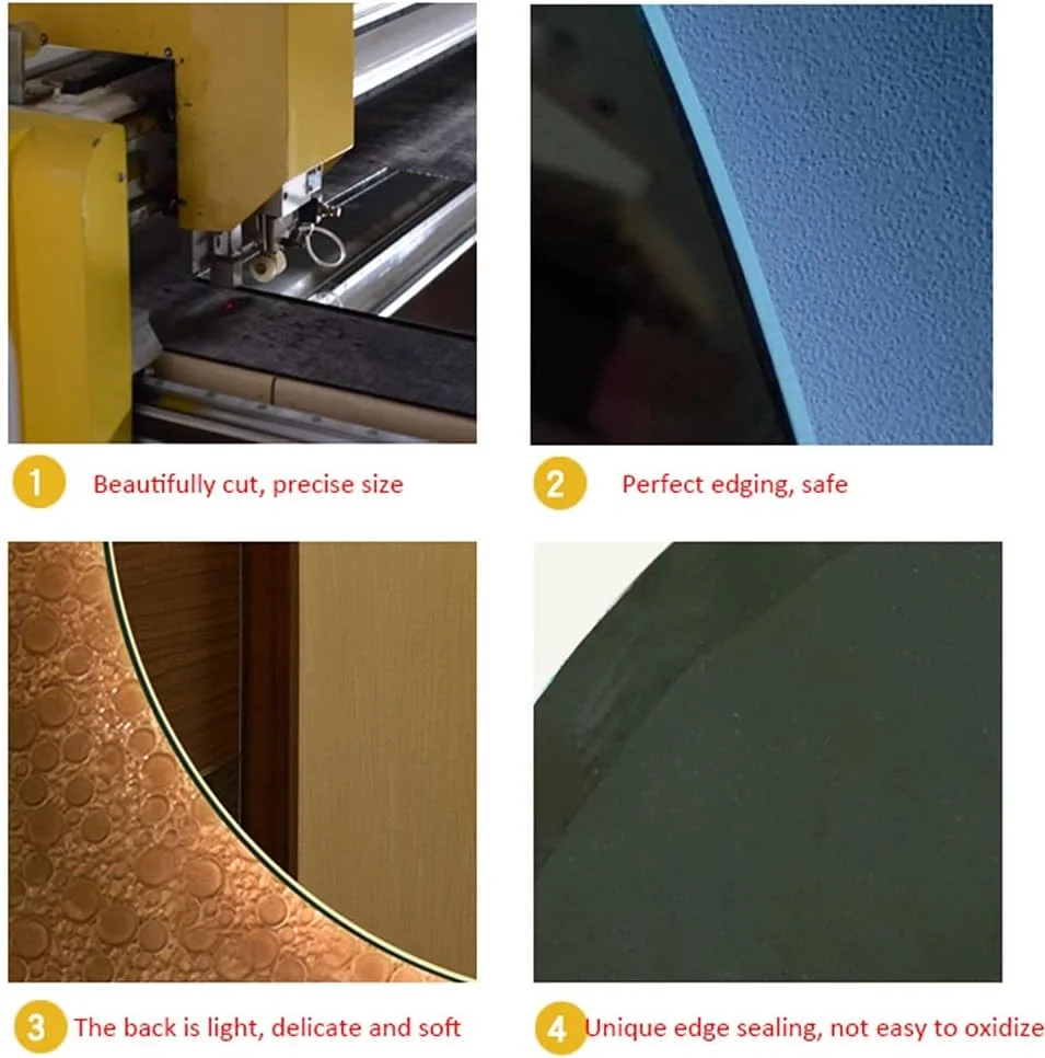 آینه روشویی LED با نور پس زمینه، آینه LED بدون قاب روشن، نصب شده روی دیوار (نور سفید/نور گرم) (رنگ: نور گرم، اندازه: گرد 80 میلی متر بدون قاب)