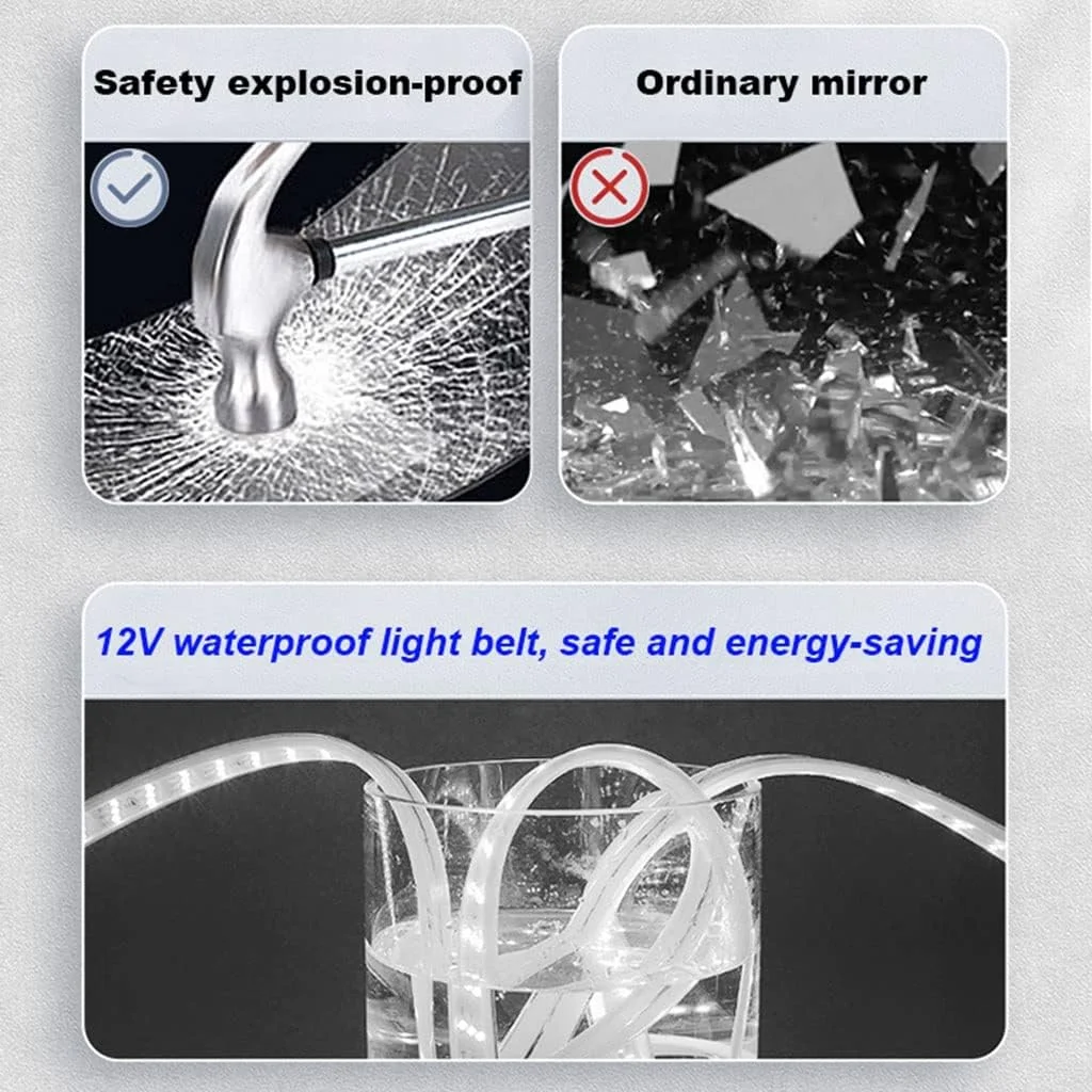 آینه روشویی LED با نور پس زمینه، آینه LED بدون قاب دیواری (نور سفید/نور گرم) (رنگ: نور سفید، اندازه: گرد بدون قاب 900 میلی متر)