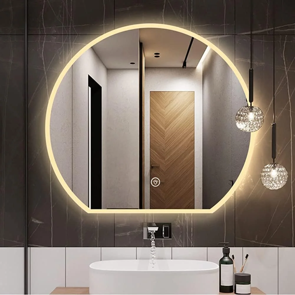 آینه روشویی گرد هوشمند با نور پس زمینه، آینه حمام LED با نورپردازی، ضد بخار، آینه نقره ای بدون مس HD 5 میلی متری (رنگ: نور گرم، اندازه: آینه حمام 80 سانتی متر) آینه روشویی گرد هوشمند با نور پس زمینه، آینه حمام LED با نورپردازی، ضد بخار، آینه نقره ای بدون مس HD 5 میلی متری (رنگ: نور گرم، اندازه: آینه حمام 80 سانتی متر)