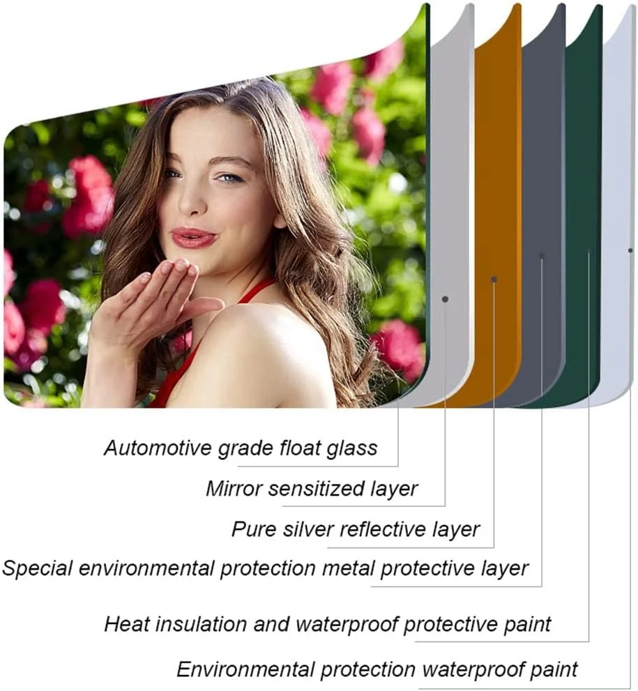 آینه حمام LED با نور پس زمینه، ضد بخار، آینه روشویی دیواری، آینه گرد بدون قاب (رنگ: نور سفید + دکمه لمسی، اندازه: 50x50 سانتی متر)