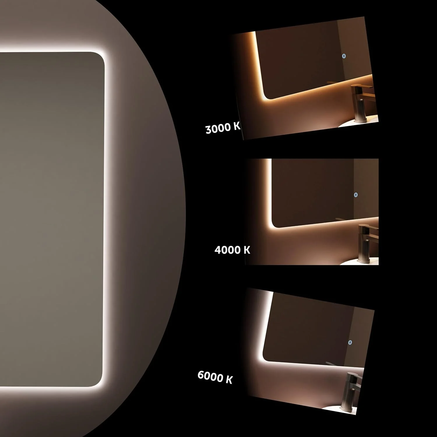 آینه مستطیلی بایکال مناسب حمام | 60 در 80 سانتی متر | دارای نور پس زمینه | صفحه لمسی با محافظ ضد بخار | 3500K/4000K/6000K | آینه با نور | آینه با LED آینه مستطیلی بایکال مناسب حمام | 60 در 80 سانتی متر | دارای نور پس زمینه | صفحه لمسی با محافظ ضد بخار | 3500K/4000K/6000K | آینه با نور | آینه با LED