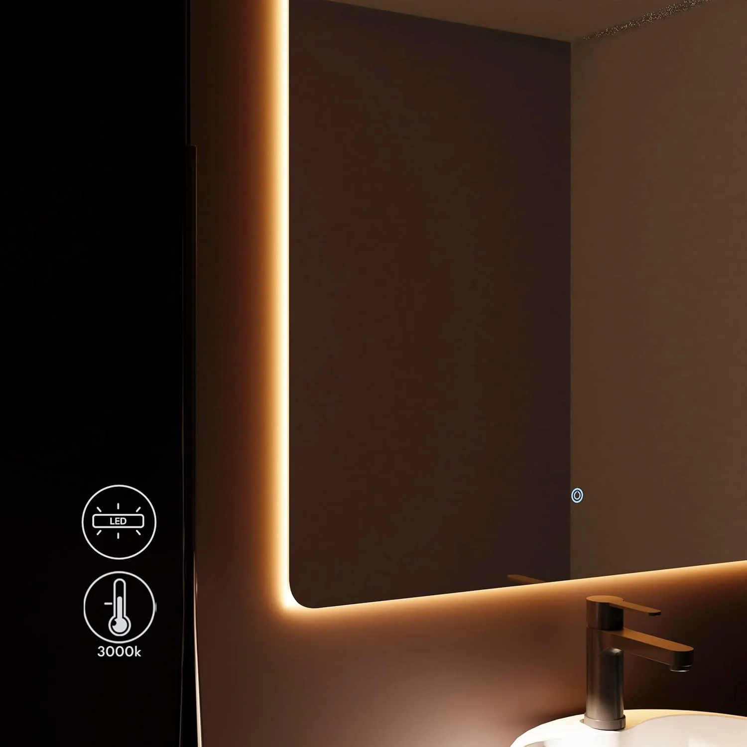 آینه مستطیلی بایکال مناسب حمام | 60 در 80 سانتی متر | دارای نور پس زمینه | صفحه لمسی با محافظ ضد بخار | 3500K/4000K/6000K | آینه با نور | آینه با LED آینه مستطیلی بایکال مناسب حمام | 60 در 80 سانتی متر | دارای نور پس زمینه | صفحه لمسی با محافظ ضد بخار | 3500K/4000K/6000K | آینه با نور | آینه با LED