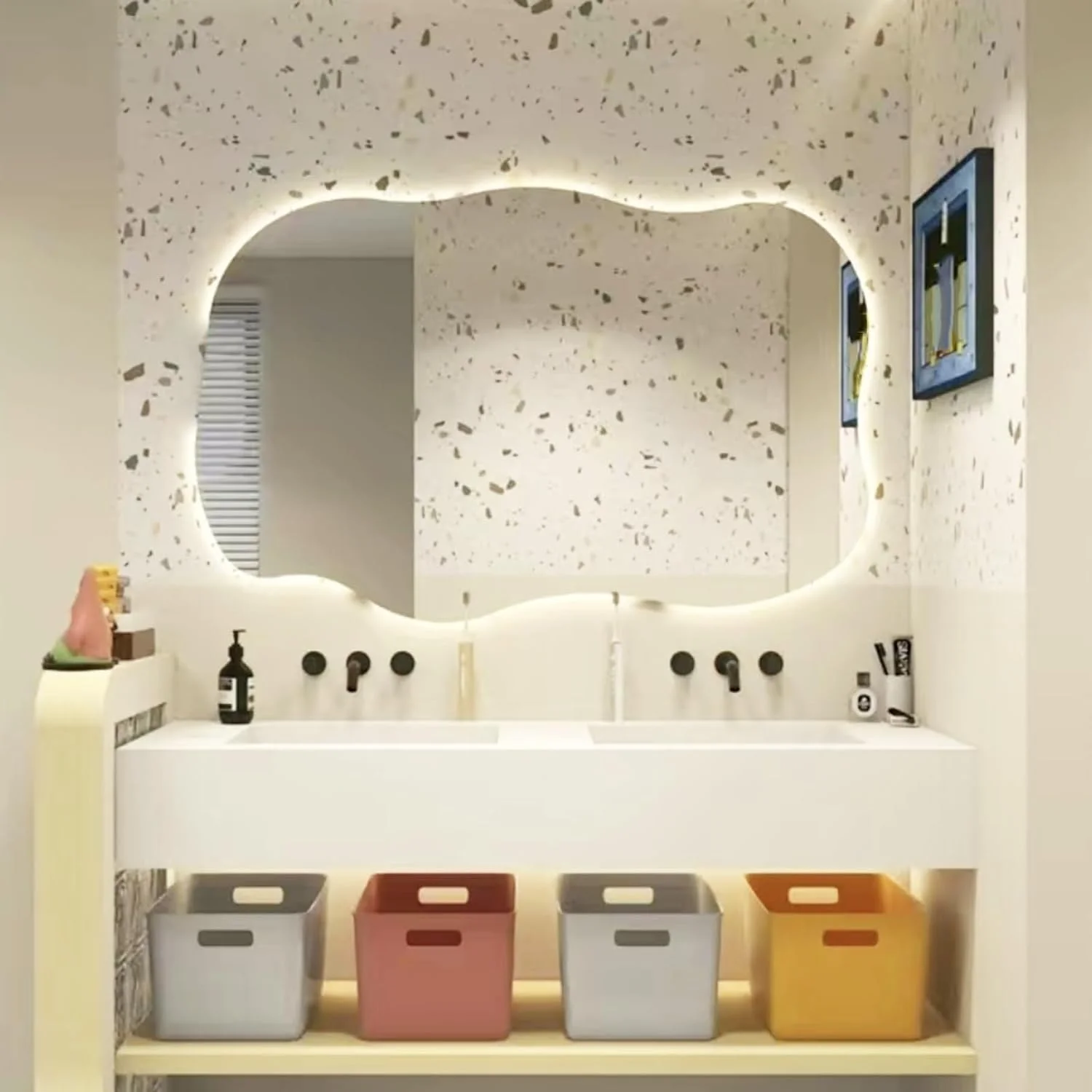 آینه حمام LED با نور پس زمینه، آینه دیواری با نور، 500X750mm، 600X900mm، آینه روشویی با نور قابل تنظیم، حافظه، 3 رنگ نور