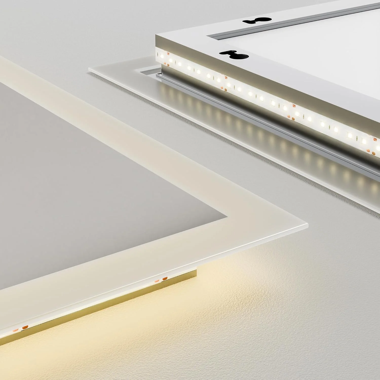 آینه حمام EMKE® با چراغ های LED، ابعاد 80x60 سانتی متر، نور سفید گرم 3000K، نصب دیواری عمودی یا افقی، استاندارد IP44 و صرفه جویی در انرژی، آینه روشویی با نور پس زمینه