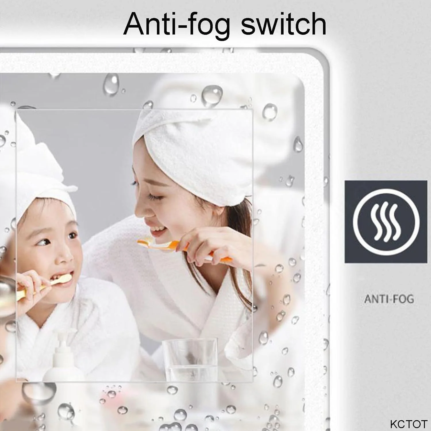 آینه حمام LED با ضد بخار، تنظیم نور سه رنگ، آینه هوشمند دیواری، آینه حمام نورانی - آینه روشن و شیک (بزرگ 80x80 سانتی متر)