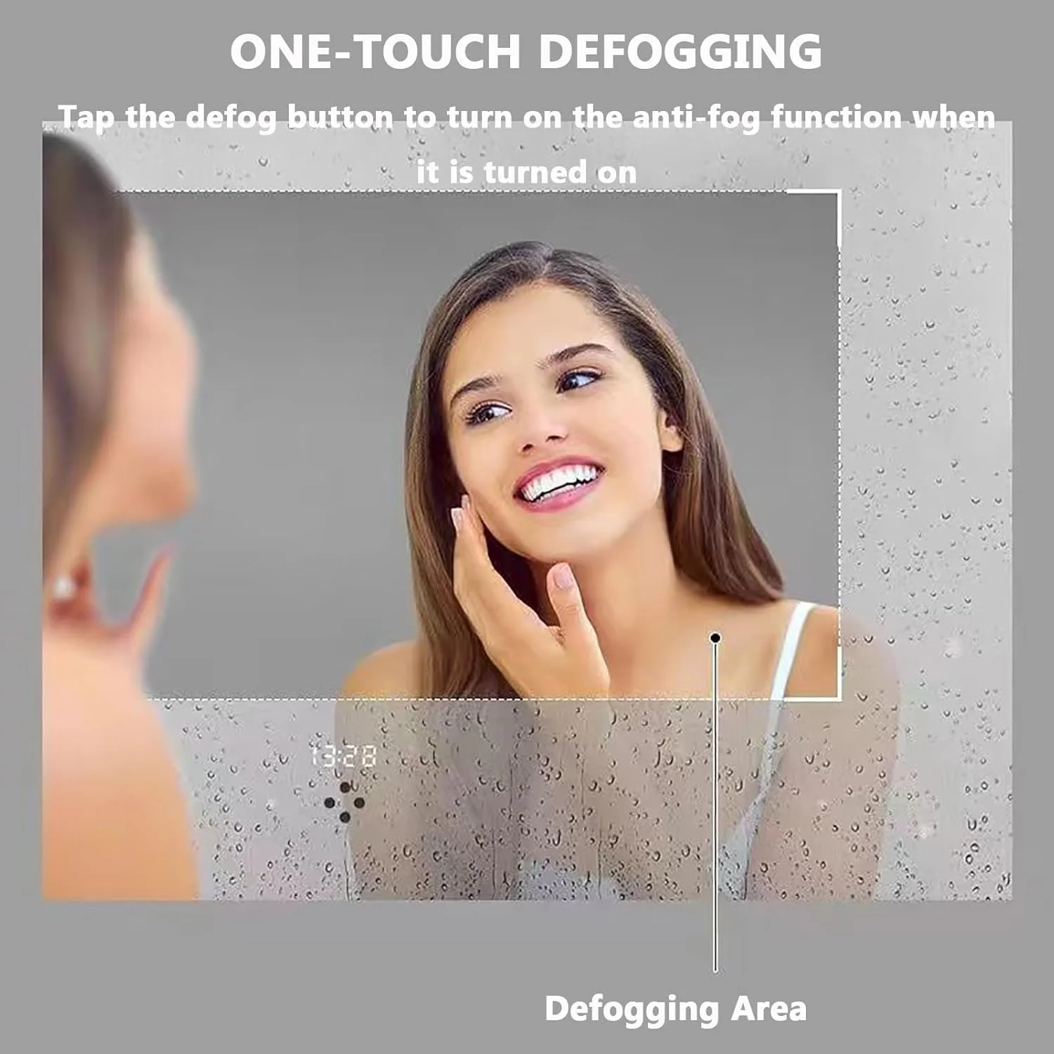 آینه نیم دایره ای LED دیواری حمام، آینه حمام با نور پس زمینه ضد مه، آینه آرایشی با قابلیت تنظیم نور در 3 رنگ، آینه روشن نامنظم برای اتاق خواب، چپ، 70×70 سانتی متر / 28×28 اینچ (راست 20 اینچ طول)