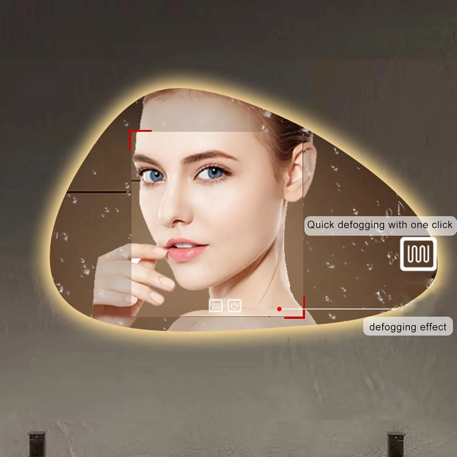 Bathroom Mirror with 3 Colour LED Light, Anti-fog Wall Mirror, Dimmable Explosion Proof Wall Mount Mirror, Makeup Mirror, for Entryway Bedroom Living Room Bathroom (Size : 19.6"x27.5"/50x70CM)