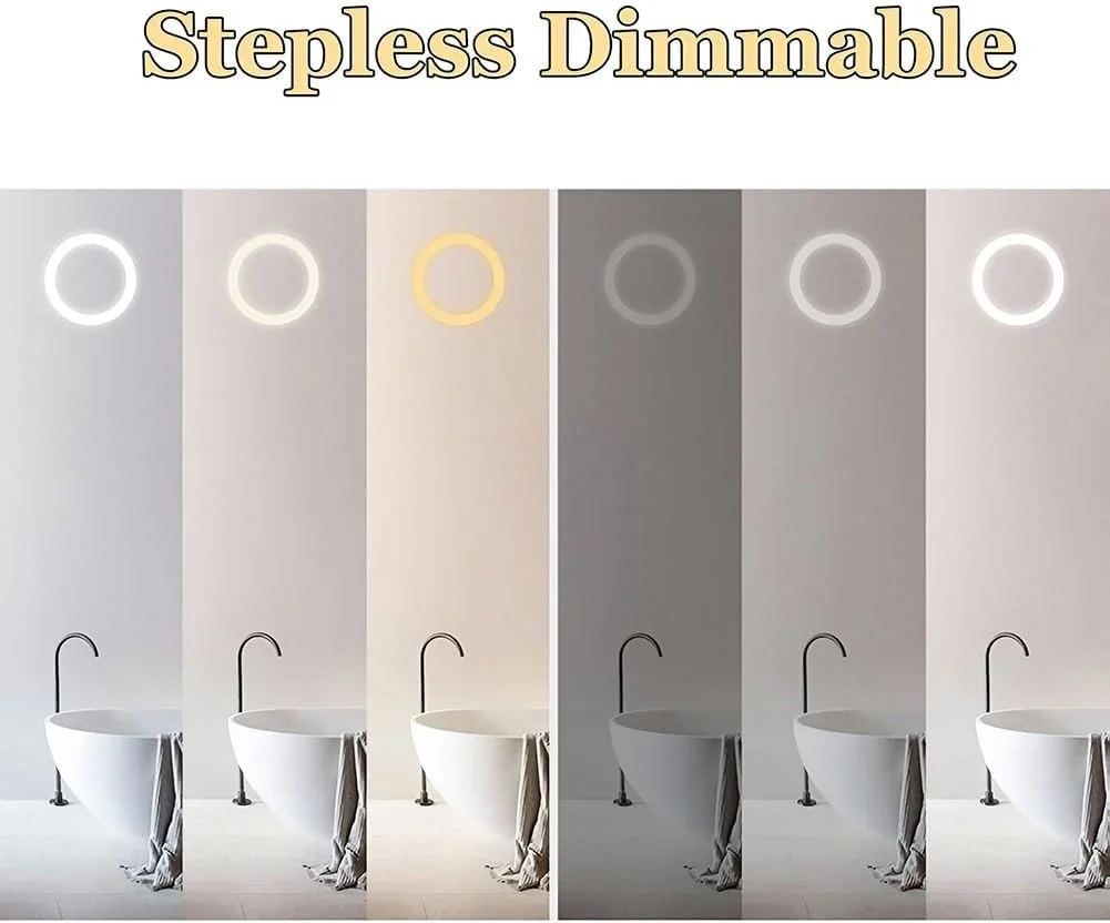 آینه بیضی ال ای دی 50 در 80 سانتی‌متر مناسب حمام، آینه روشویی دیواری با نور ضد بخار و قابلیت تنظیم نور