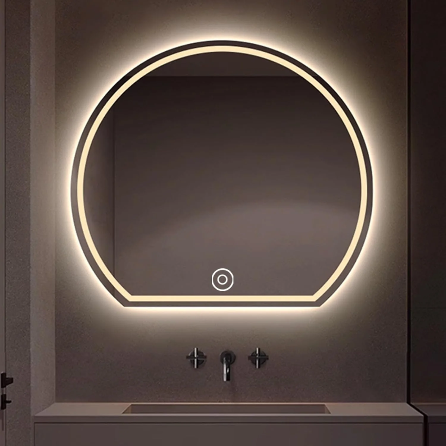 آینه حمام LED با حسگر لمسی، آینه روشن با نور ضد مه، ضد آب IP44، حافظه روشنایی، حسگر بدن انسان، آینه روشویی با نور با قابلیت تنظیم 3 رنگ، نصب دیواری