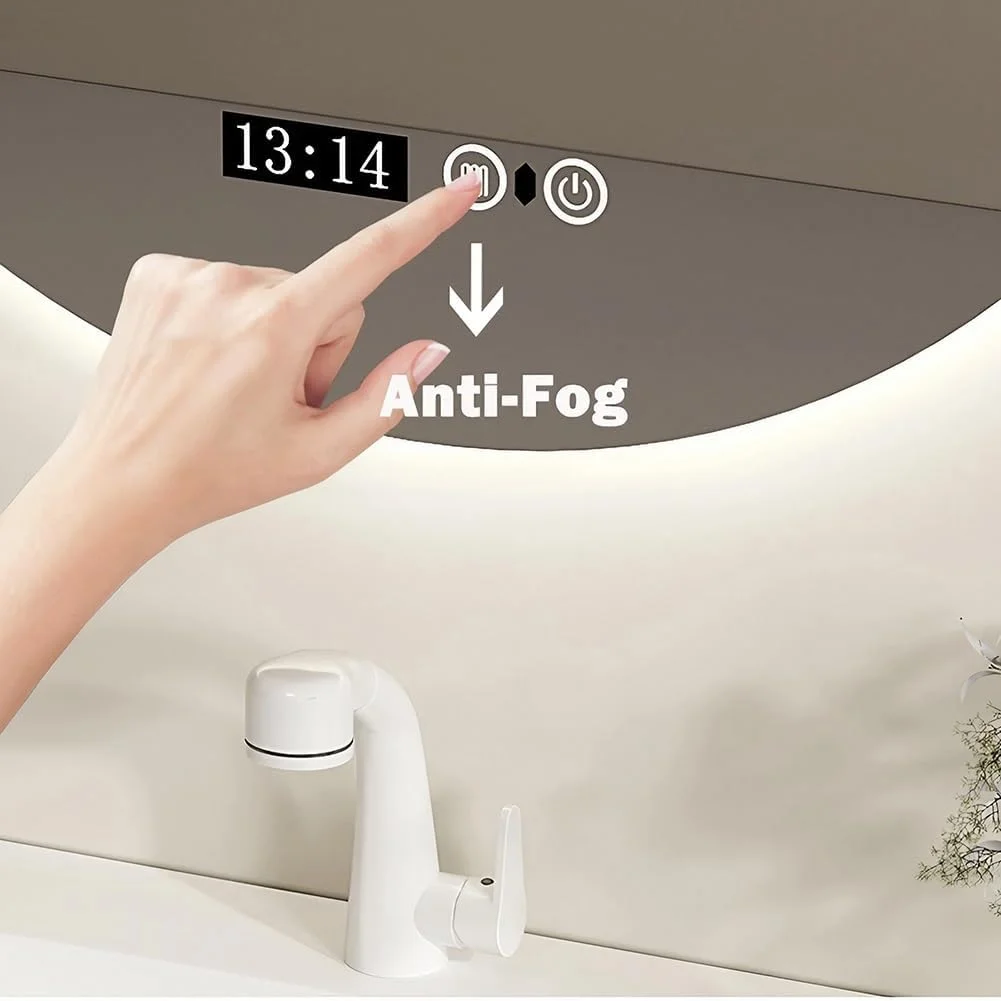 آینه گرد ال ای دی 20 اینچی برای حمام با چراغ، آینه روشویی ضد بخار نصب شده روی دیوار، 3 رنگ با قابلیت تنظیم نور آینه گرد ال ای دی 20 اینچی برای حمام با چراغ، آینه روشویی ضد بخار نصب شده روی دیوار، 3 رنگ با قابلیت تنظیم نور