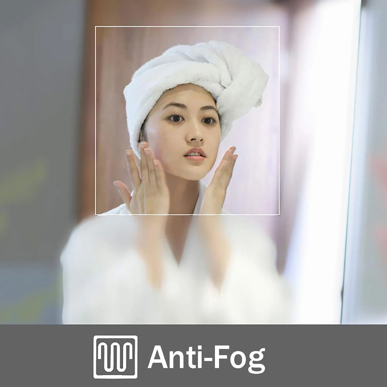 آینه گرد حمام LED با نور پس زمینه PaRfco، آینه آرایشی دکمه لمسی گرد دیواری با ضخامت 5 میلی متر، آینه حمام آویز با حاشیه آهن فرفورژه، طلایی/مشکی (رنگ: B، اندازه: نور سفید)