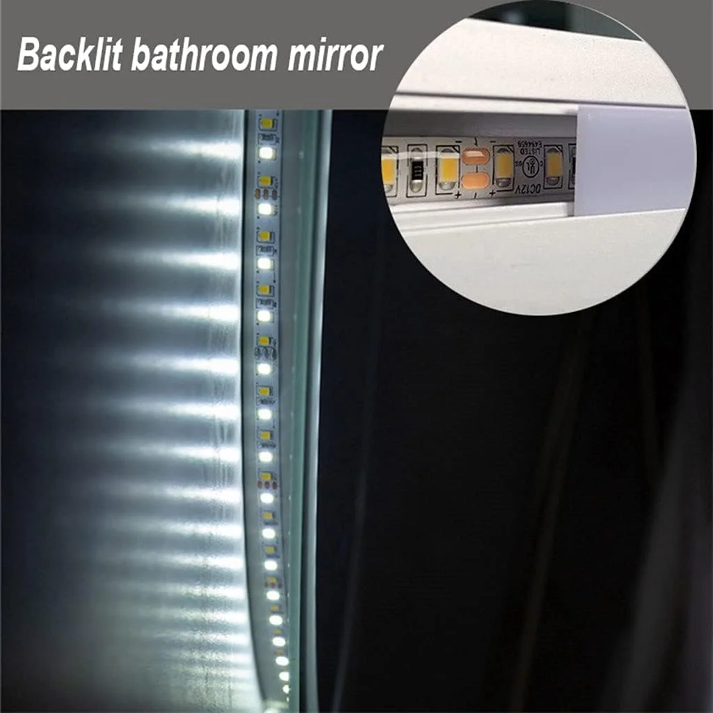 آینه حمام با نور پس زمینه LED، نصب شده روی دیوار، مناسب برای روشویی، دارای سیستم ضد بخار، نور سفید/نور گرم Leunlee آینه حمام با نور پس زمینه LED، نصب شده روی دیوار، مناسب برای روشویی، دارای سیستم ضد بخار، نور سفید/نور گرم Leunlee