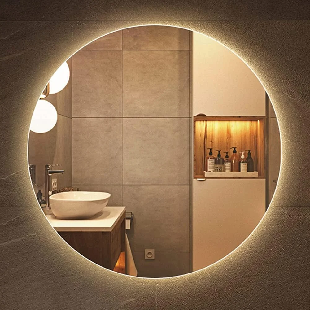 آینه حمام بزرگ با نور پس زمینه، آینه روشویی با نور LED، نصب دیواری Zeenyi