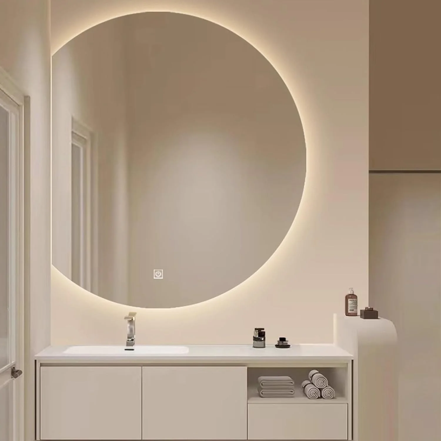 آینه نیم گرد، آینه حمام LED نیم گرد، کلید لمسی هوشمند، روشنایی قابل تنظیم 3 رنگ، ضد بخار هوشمند، ضد انفجار، آینه دیواری برای دکوراسیون حمام (نور گرم، 90 سانتی متر) آینه نیم گرد، آینه حمام LED نیم گرد، کلید لمسی هوشمند، روشنایی قابل تنظیم 3 رنگ، ضد بخار هوشمند، ضد انفجار، آینه دیواری برای دکوراسیون حمام (نور گرم، 90 سانتی متر)