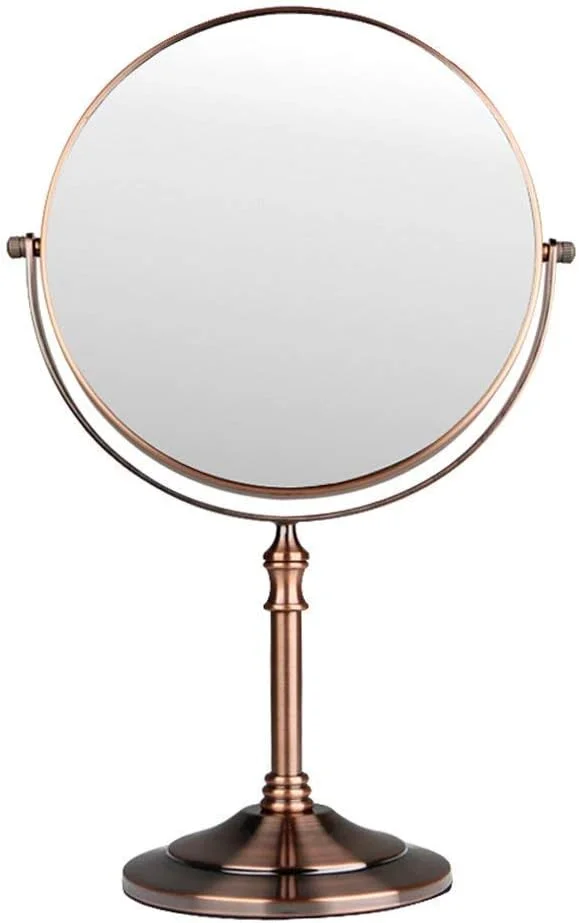 آینه آرایشی رومیزی فلزی طرح قدیمی با بزرگنمایی 3 برابر، دو طرفه با چرخش 360 درجه، مناسب برای میز کار، مسافرت و استفاده پرنسسی